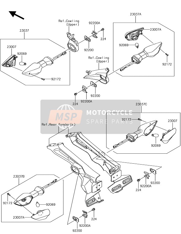 Kawasaki Z1000R EDITION 2017 BLINKER für ein 2017 Kawasaki Z1000R EDITION