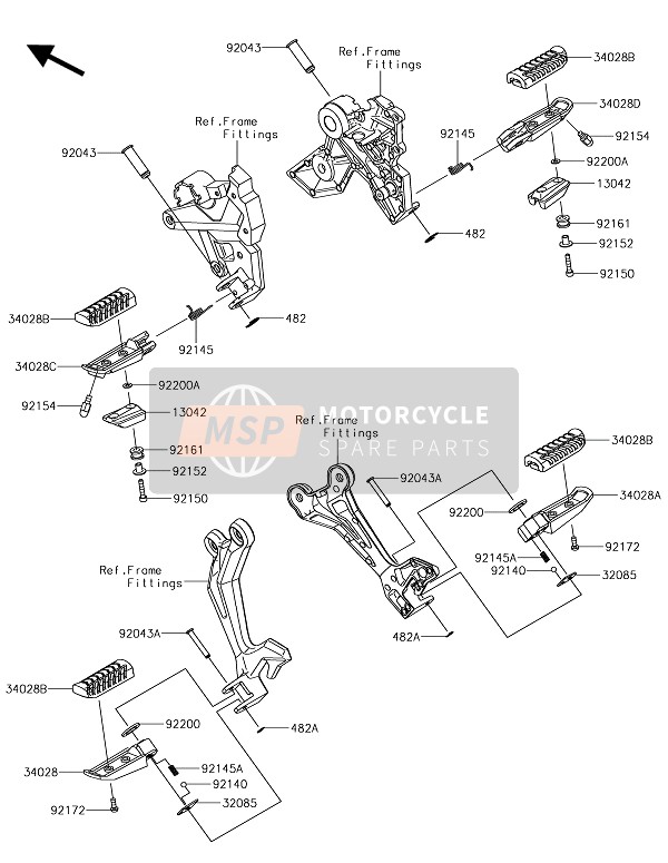 Kawasaki Z650 ABS 2017 Poggiapiedi per un 2017 Kawasaki Z650 ABS