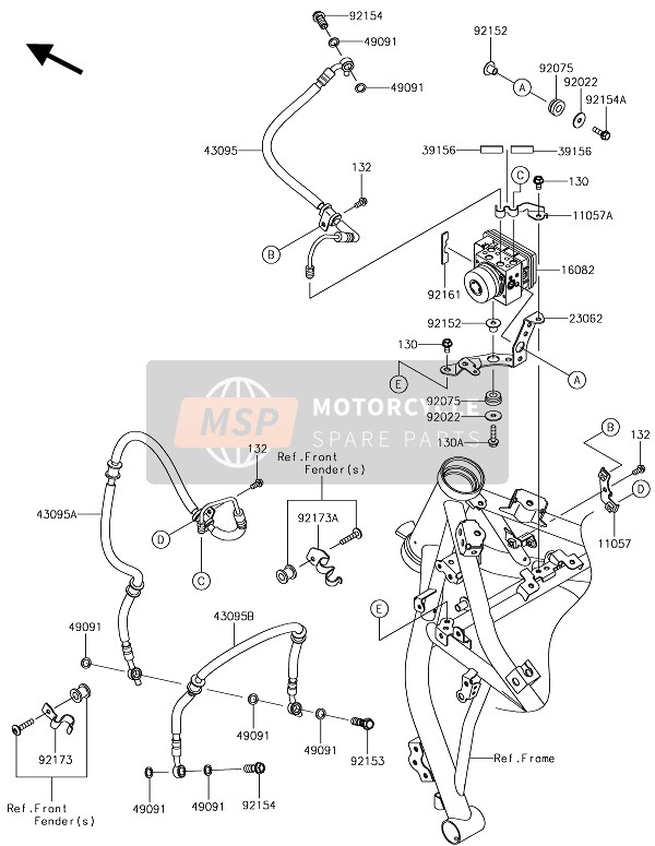 430950959, HOSE-BRAKE, Abs UNIT-FR Ca, Kawasaki, 1