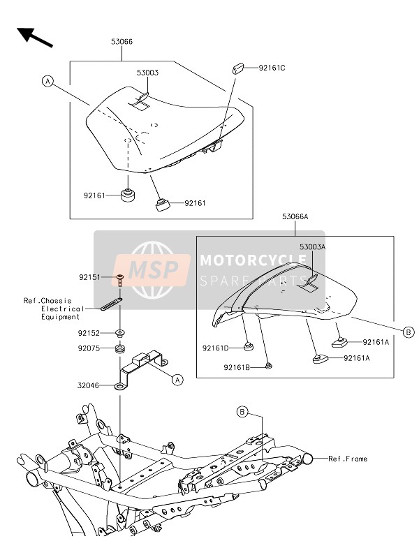 530030425MA, Leather,Fr Seat,Black, Kawasaki, 0