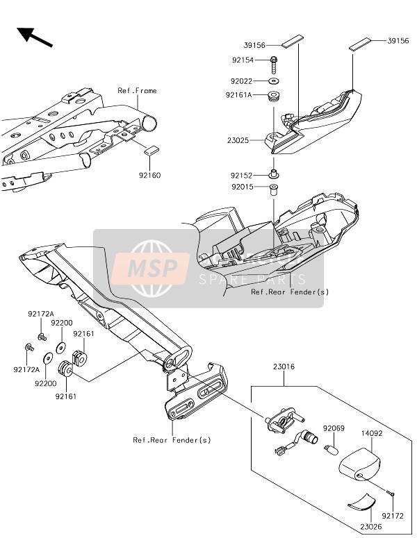 Kawasaki Z650 ABS 2017 Achterlicht(S) voor een 2017 Kawasaki Z650 ABS