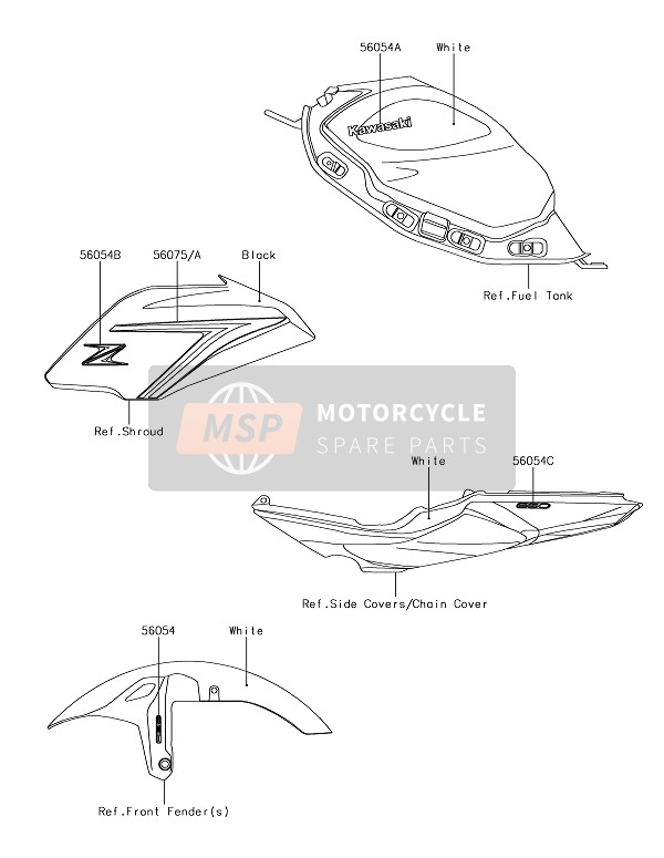 560542159, Mark, Tail Cover, 650 Grey, Kawasaki, 1