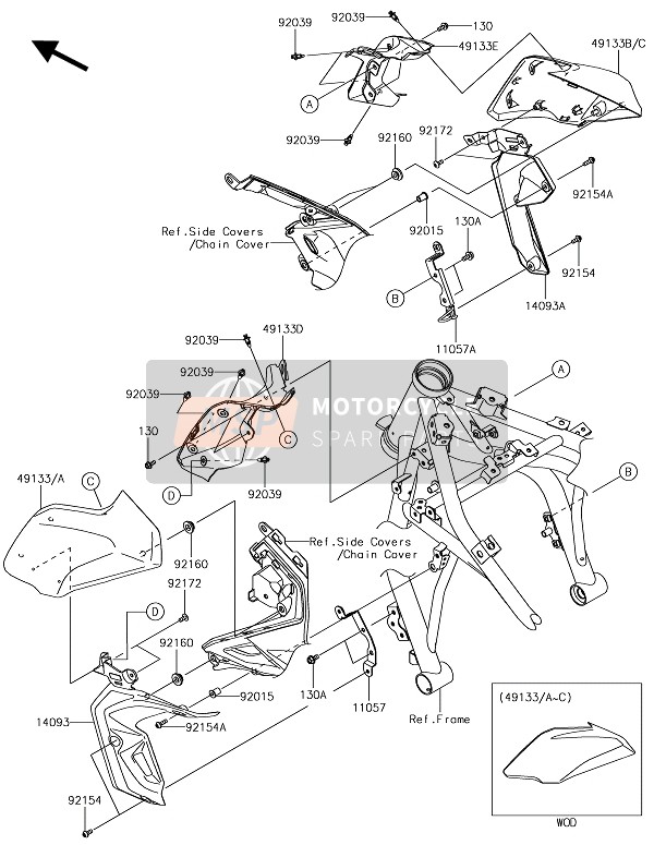 110570120, Bracket,Radiator Cover,Lh, Kawasaki, 2