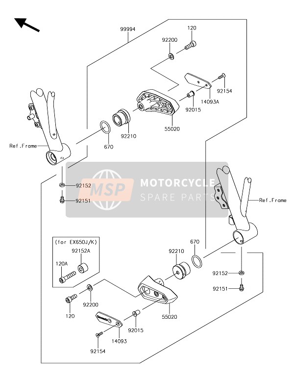 Kawasaki Z650 ABS 2017 Accessoire (Curseur de cadre) pour un 2017 Kawasaki Z650 ABS