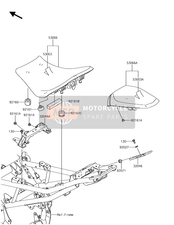 530030433MA, Leather, Rr Seat, Black, Kawasaki, 1