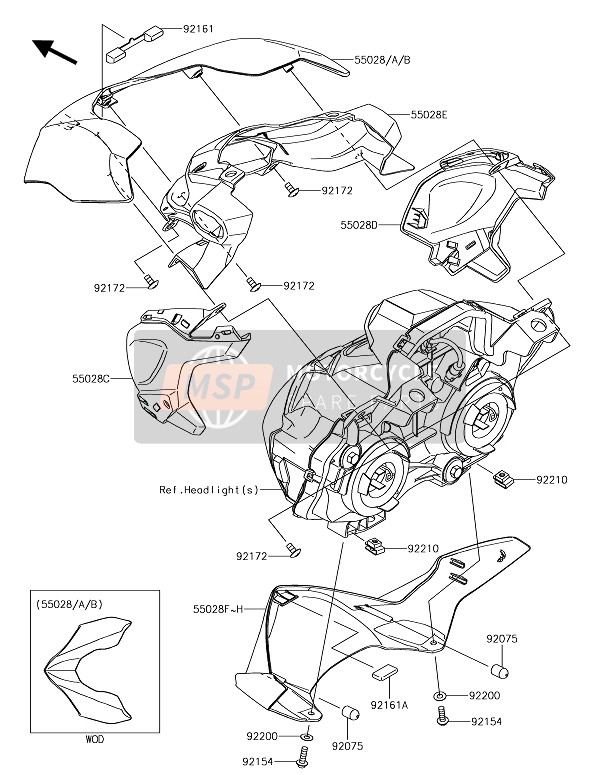 550280656660, Cowling, Lwr, M.S.Black, Kawasaki, 2