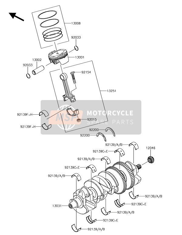 Kawasaki ZZR1400 ABS 2017 Cigüeñal & Pistón(S) para un 2017 Kawasaki ZZR1400 ABS