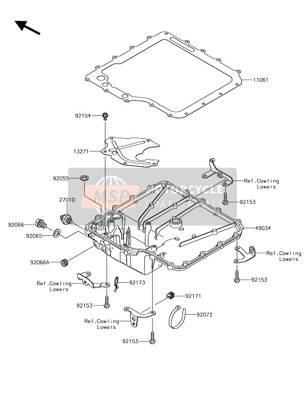 Kawasaki ZZR1400 ABS 2017 Oil Pan for a 2017 Kawasaki ZZR1400 ABS