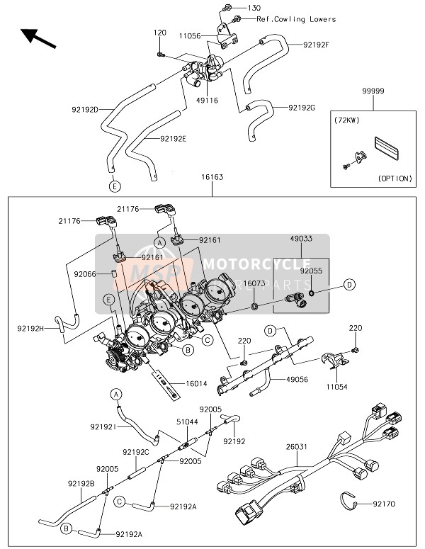 Kawasaki ZZR1400 ABS 2017 Acelerador para un 2017 Kawasaki ZZR1400 ABS