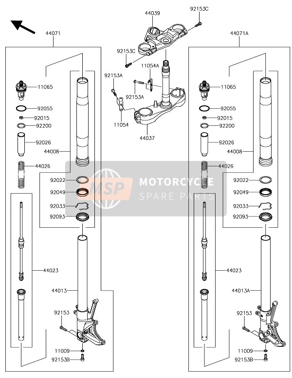 Kawasaki ZZR1400 ABS 2017 Front Fork for a 2017 Kawasaki ZZR1400 ABS