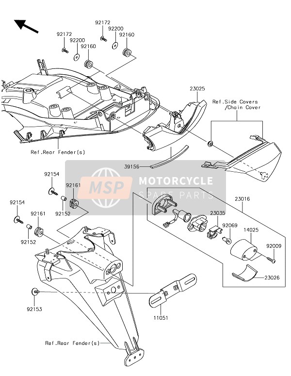 Kawasaki ZZR1400 ABS 2017 Achterlicht(S) voor een 2017 Kawasaki ZZR1400 ABS