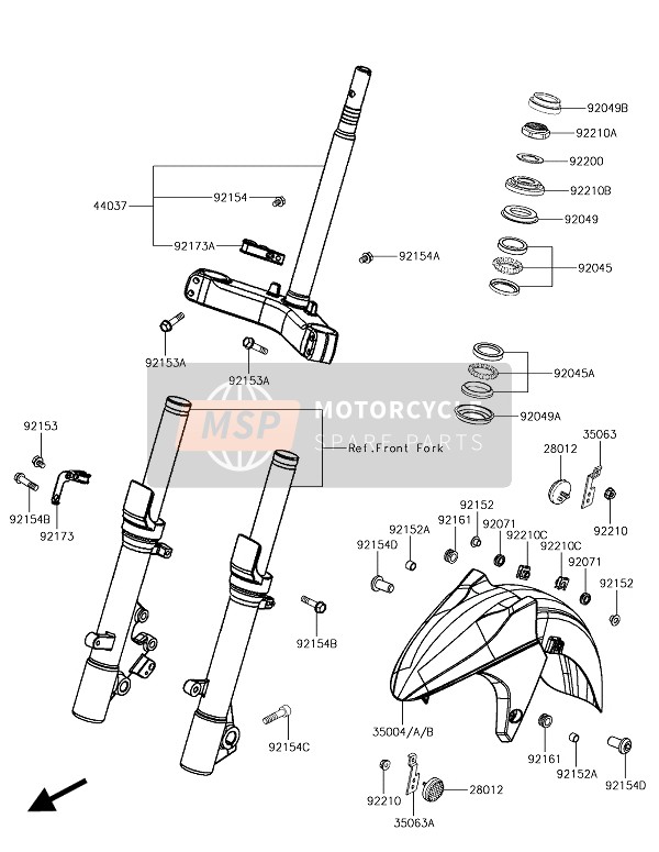 Kawasaki J125 2018 VORDERE(R) KOTFLÜGEL für ein 2018 Kawasaki J125