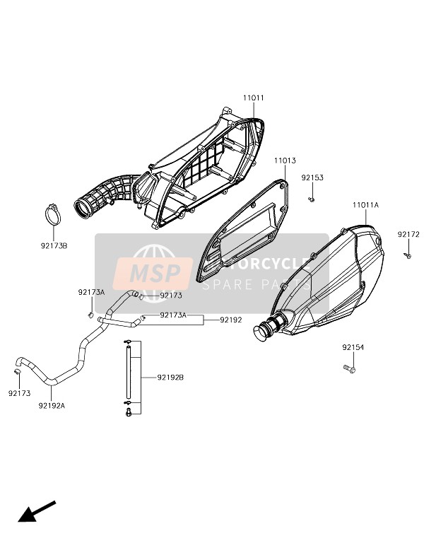 Kawasaki J300 2018 Filtro dell'aria per un 2018 Kawasaki J300