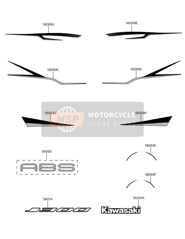 56069Y239, Pattern,Side Cover,Rh, Kawasaki, 1