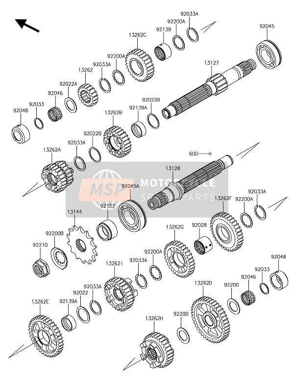 132621288, Gear,Input 2ND,18T, Kawasaki, 0