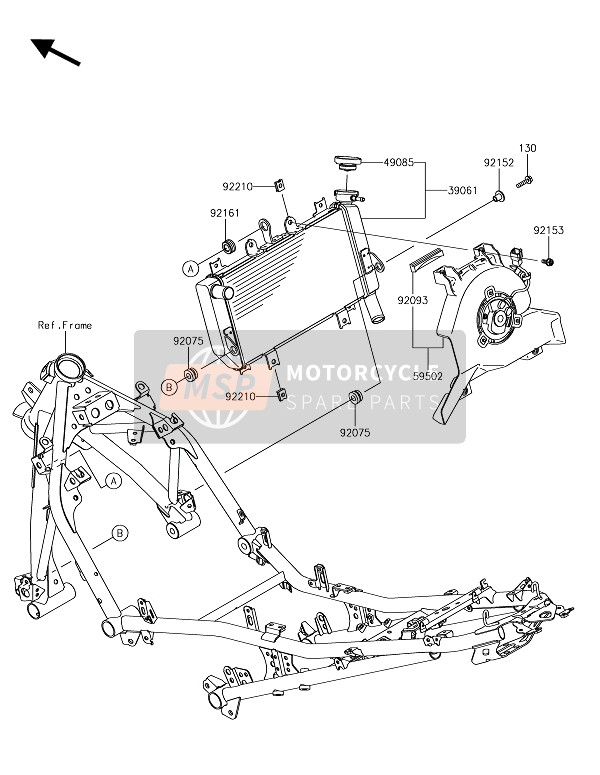 390610920, RADIATOR-ASSY EX400LPFAN, Kawasaki, 0