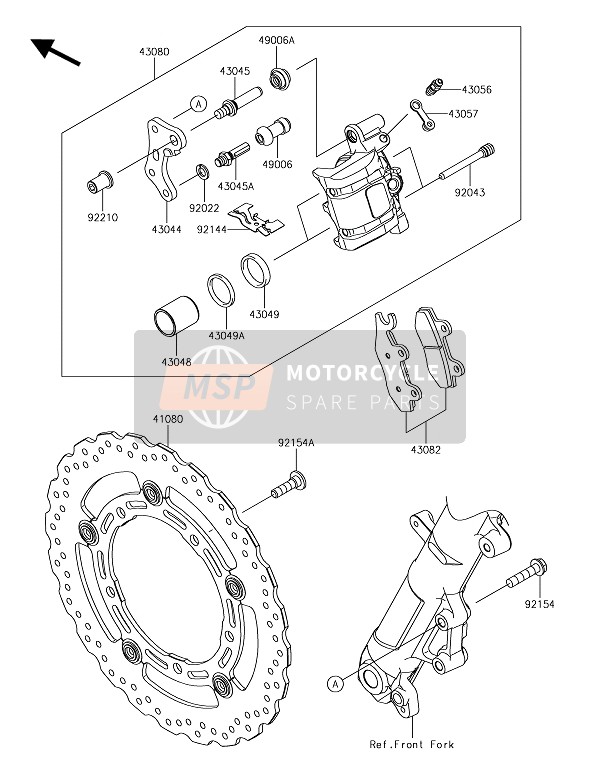 430450013, SHAFT-CALIPER, Kawasaki, 0