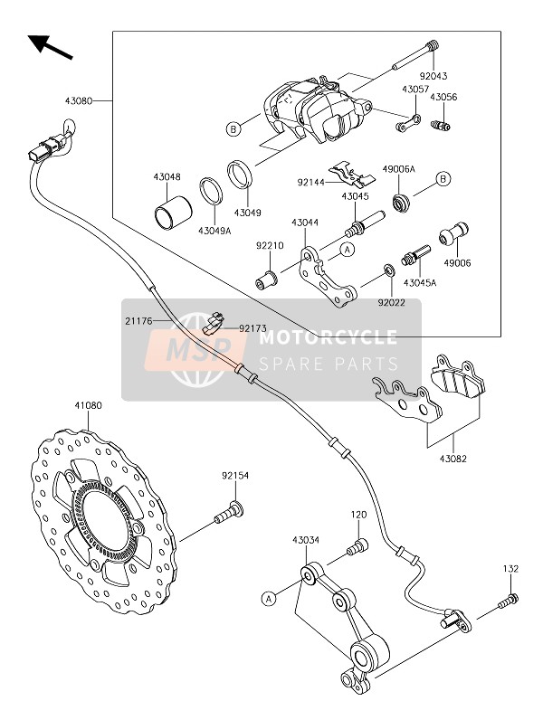 41080068611H, Disc,Rr,W/r,Black, Kawasaki, 0