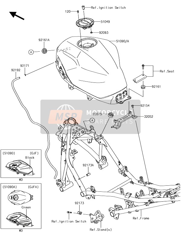 510905236777, TANK-COMP-FUEL, L.Green, Kawasaki, 0