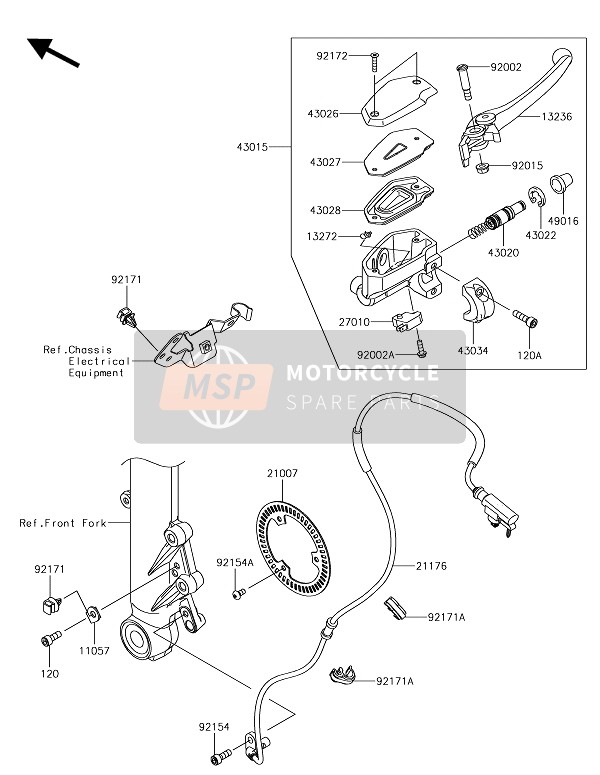 Kawasaki NINJA 650 2018 Cilindro maestro delantero para un 2018 Kawasaki NINJA 650