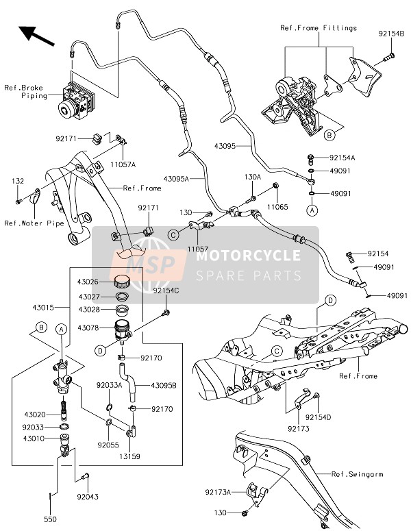 Kawasaki NINJA 650 2018 Pompa freno posteriore per un 2018 Kawasaki NINJA 650