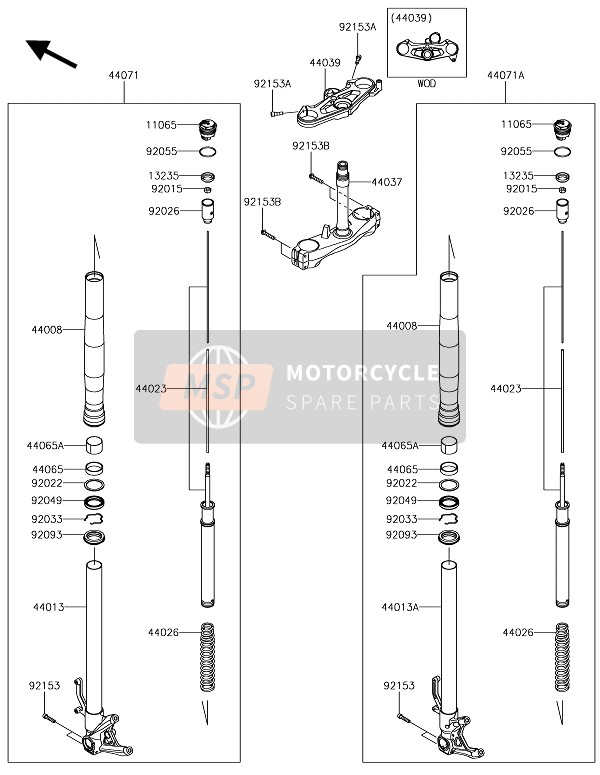 Kawasaki NINJA H2R 2018 Front Fork for a 2018 Kawasaki NINJA H2R