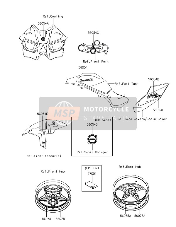 Kawasaki NINJA H2R 2018 Stickers voor een 2018 Kawasaki NINJA H2R