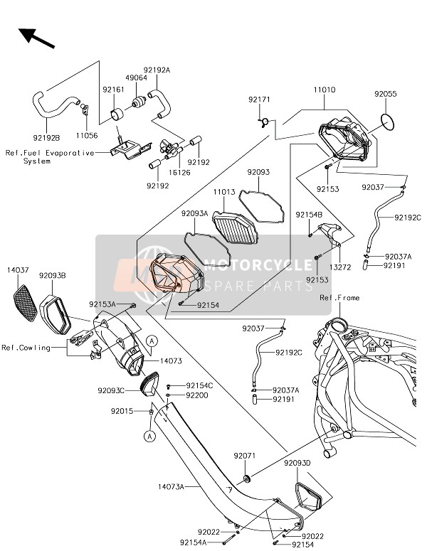 Kawasaki NINJA H2 2018 Air Cleaner for a 2018 Kawasaki NINJA H2