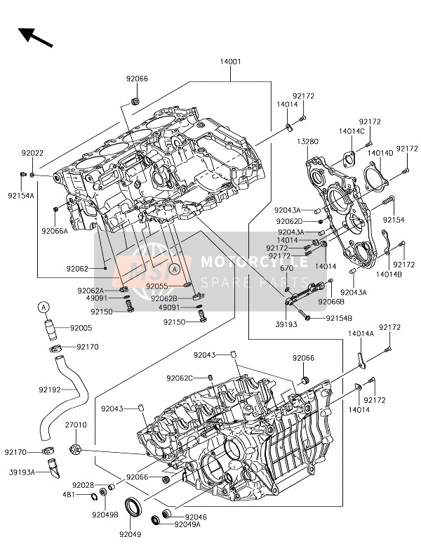 Kawasaki NINJA H2 2018 Crankcase for a 2018 Kawasaki NINJA H2