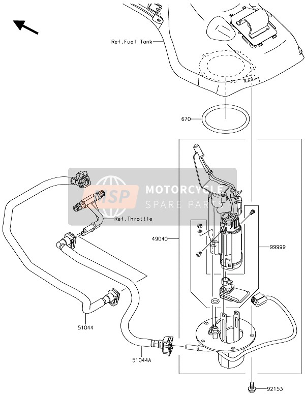 Kawasaki NINJA H2 2018 Pompa di benzina per un 2018 Kawasaki NINJA H2