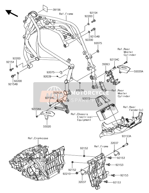 Kawasaki NINJA H2 2018 Frame Montagestukken voor een 2018 Kawasaki NINJA H2