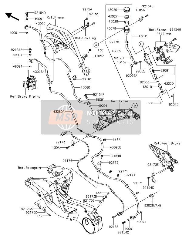 Kawasaki NINJA H2 2018 Rear Master Cylinder for a 2018 Kawasaki NINJA H2