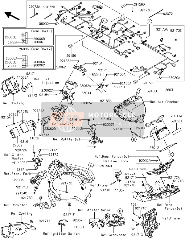 Kawasaki NINJA H2 2018 Chassis elektrische uitrusting voor een 2018 Kawasaki NINJA H2