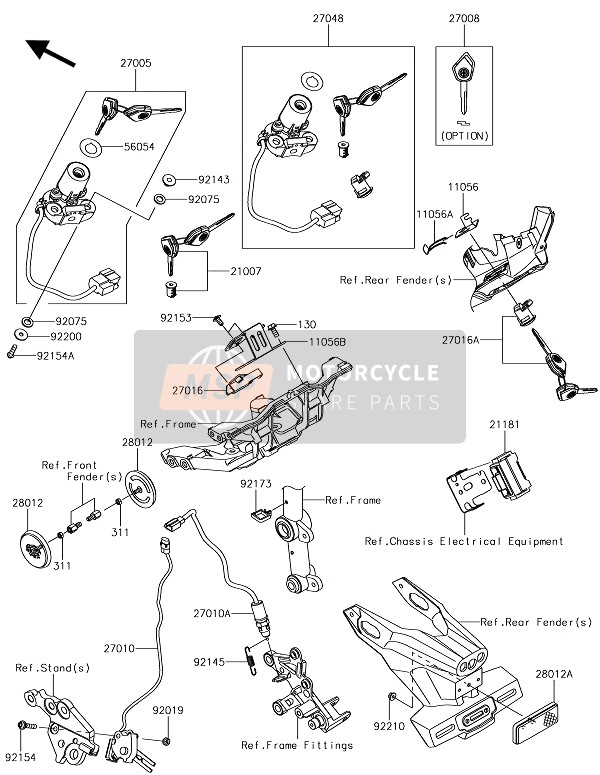 Kawasaki NINJA H2 2018 Commutateur d'allumage pour un 2018 Kawasaki NINJA H2