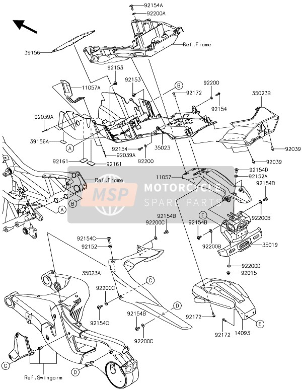 110571276, Bracket,Flap Steun ZX1002AJF, Kawasaki, 0