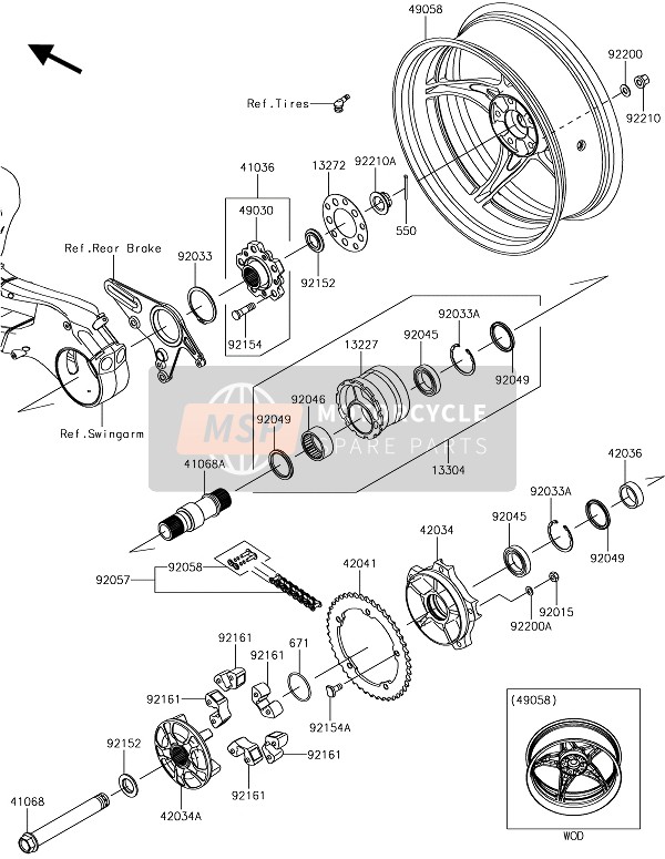 Kawasaki NINJA H2 SX 2018 Rear Hub for a 2018 Kawasaki NINJA H2 SX