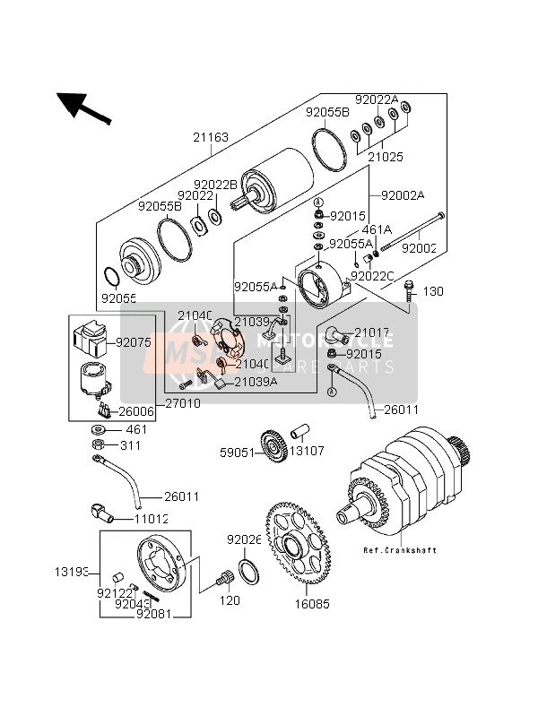 Kawasaki EL252 1996 Starter Motor for a 1996 Kawasaki EL252