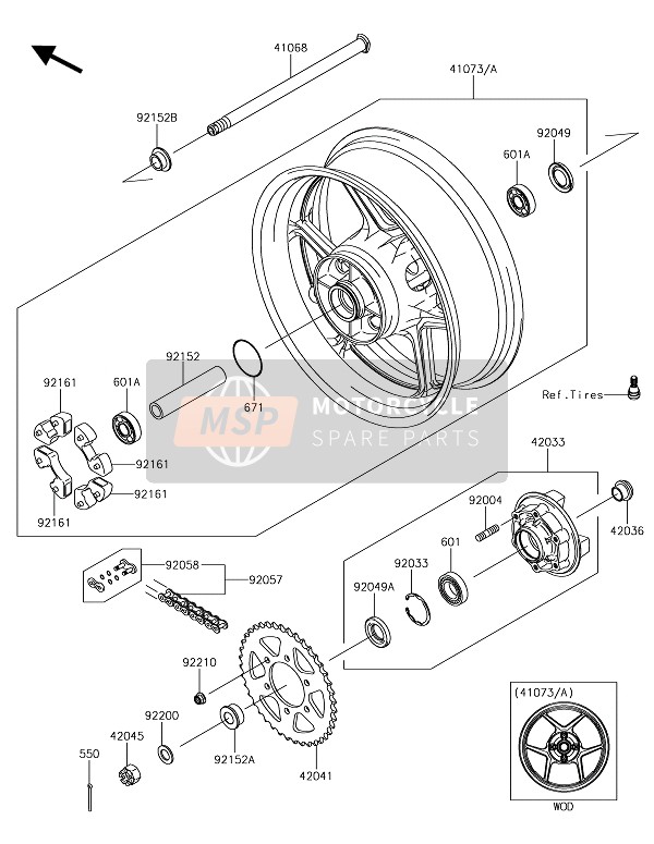 41073073318F, WHEEL-ASSY,Rr,G.Black, Kawasaki, 2