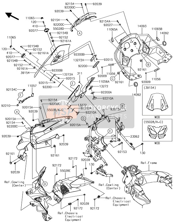 550280524816, Cowling, Upp, C.F.Red, Kawasaki, 0