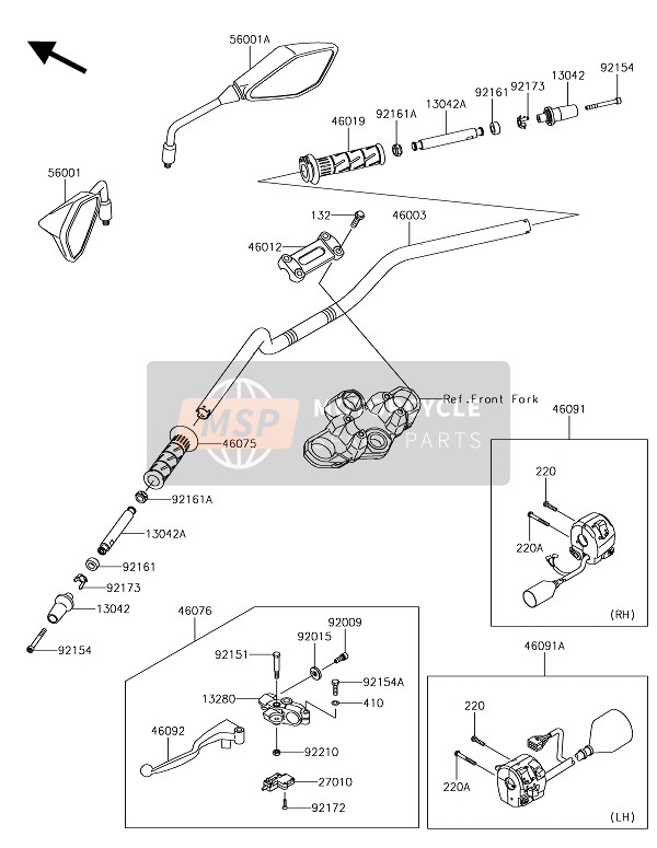 Kawasaki VERSYS-X 300 2018 Handlebar for a 2018 Kawasaki VERSYS-X 300