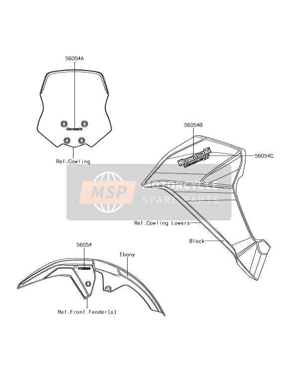 560542333, Mark, Side Cowl., Kawasaki, Kawasaki, 0