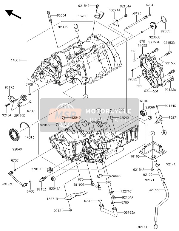 Kawasaki VULCAN S ABS 2018 Kurbelgehäuse für ein 2018 Kawasaki VULCAN S ABS