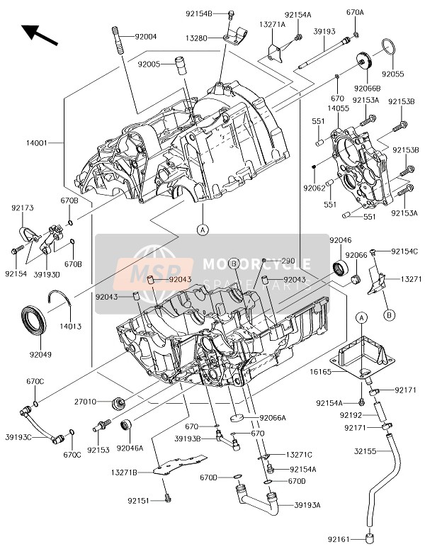 Kawasaki VULCAN S CAFE 2018 Crankcase for a 2018 Kawasaki VULCAN S CAFE