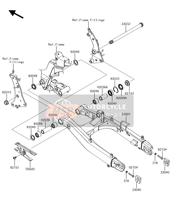 Kawasaki VULCAN S CAFE 2018 Swing Arm for a 2018 Kawasaki VULCAN S CAFE