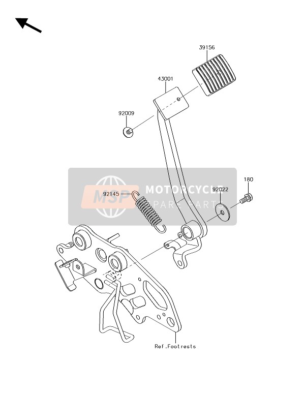 Kawasaki VULCAN S CAFE 2018 Pedale del freno per un 2018 Kawasaki VULCAN S CAFE