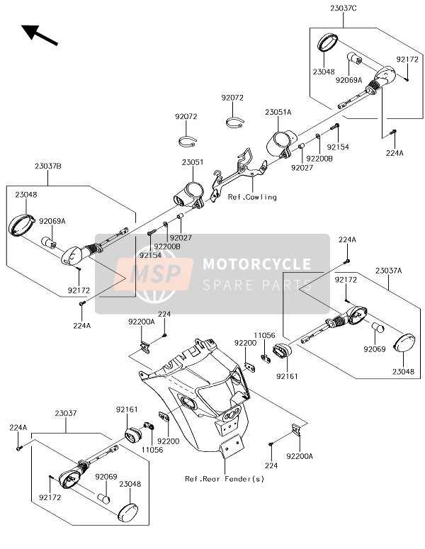 Kawasaki VULCAN S CAFE 2018 Señales de giro para un 2018 Kawasaki VULCAN S CAFE