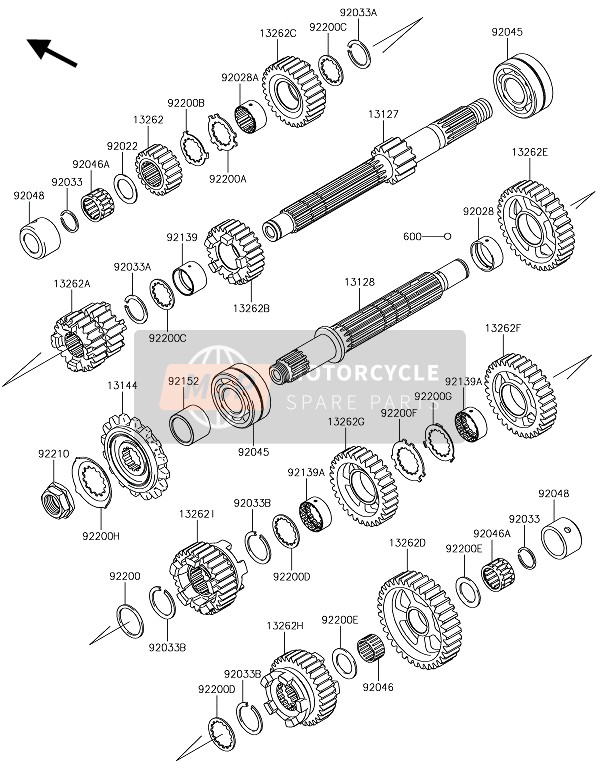 Kawasaki Z900 2018 Transmissie voor een 2018 Kawasaki Z900