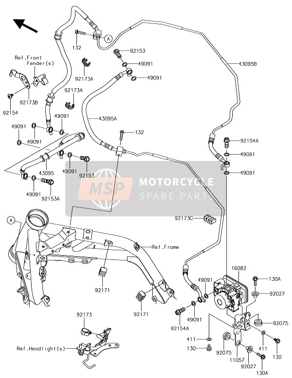 Kawasaki Z900 2018 Tuyauterie de frein pour un 2018 Kawasaki Z900