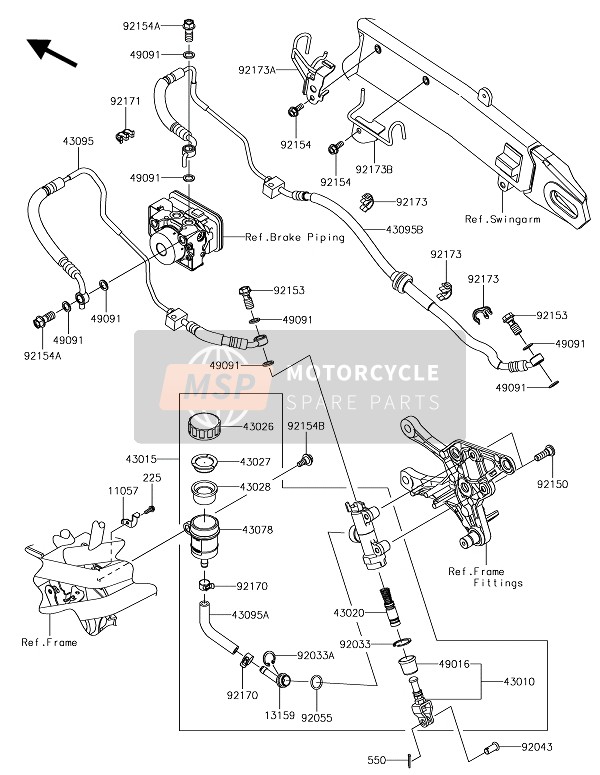 430951432, HOSE-BRAKE,Rr M/cyl., Kawasaki, 1