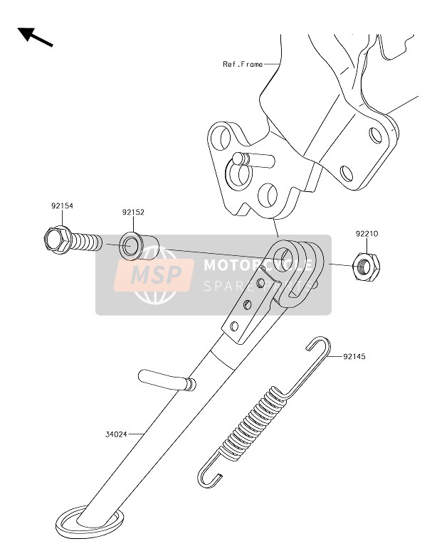 34024015118R, STAND-SIDE,F.S.Black, Kawasaki, 0